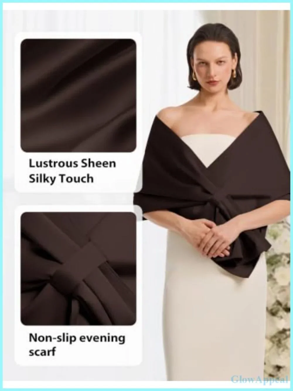 Stay-in-Place Satin Pull Through Shawl Wrap for Evening Dresses